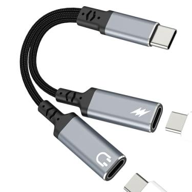 Imagem de Adaptador de fone de ouvido divisor USB C (2 em 1) para iPhone 17 16 15 Pro Max carregador tipo C para conector de áudio, cabo auxiliar de carregamento duplo para fone de ouvido Apple Fast Multi Port