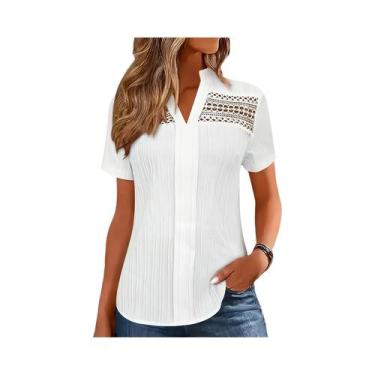 Imagem de Blusa Casual Elegante Feminina De Manga Curta Camisa De Moda Top Para 