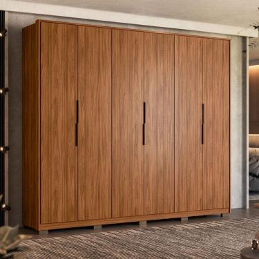 Imagem de Guarda Roupa Casal Atrice Ambiente 6 Portas Nogueira Touch com Pés Demóbile - Demartêz