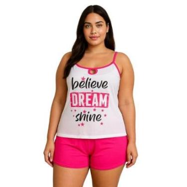 Imagem de Pijama Plus Size Verão Short Curto Blusa de Alça Pijama de Calor Suzi 50 52 54 56-Feminino