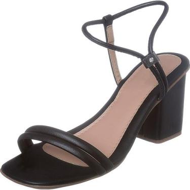 Imagem de Sandália Feminina  Salto Grosso Preta  Social Confortável  j02 Salto 7