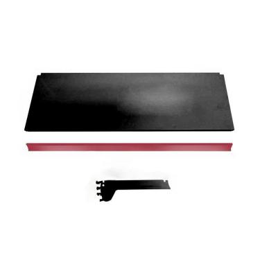 Imagem de Kit 3 Bandeja Prateleira 30x91 Gôndolas New Plus Preto Porta Etiqueta Vermelho Sa Gôndolas