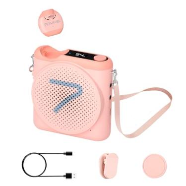 Imagem de 7RYMS Amplificador de voz sem fio WA2 para professores com microfone de lapela magnético, amplificador portátil sem fio com cancelamento de ruído, mini alto-falante megafone para sala de aula, reunião