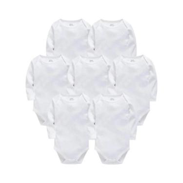 Imagem de Body De Algodão Branco De Manga Longa Para Bebês De 0 a 24 Meses, Maca