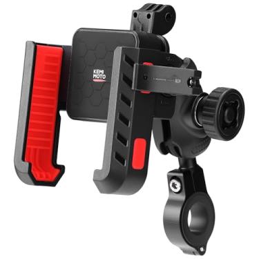 Imagem de KEMIMOTO Suporte de telefone para motocicleta com suporte antifurto, antivibração, operação com uma mão, ajustável em 360° para motocicleta, quadriciclo, scooter, carrinho de golfe, serve para celular