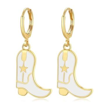 Imagem de Brincos femininos de faroeste, brincos de bota, brincos com pingente de howdy, strass, brincos pendurados, joias do país, presentes, Latão, Sem pedra preciosa