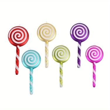 Imagem de Adereços de decoração de Natal 20 cm enfeites de pirulito bar joalheria vestir casamento pingente de doces de teto (roxo)