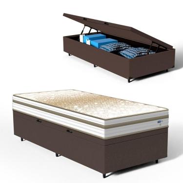 Imagem de Cama Box Baú com Colchão de Molas Ensacadas Double Face Pillow Euro Alfa Probel Solteiro 88cm
