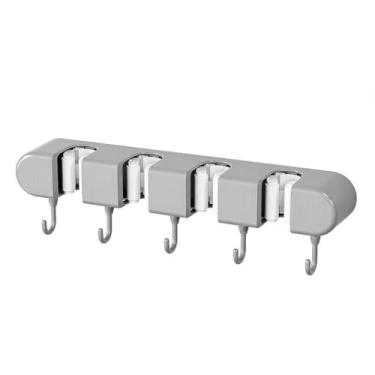 Imagem de Rack de Clipes para Mop Parede Gancho Sem Punção Apoio Armazenamento Vassoura Instalação Furadeira Revestido com Silicon