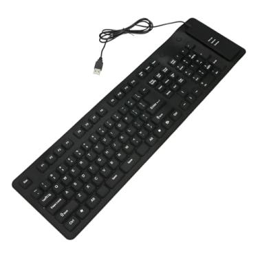 Imagem de Teclado Flexível de Silicone USB, Preto, 109 Teclas, ABNT 2, Dobrável e Resistente, 46cm x 14cm x 2cm