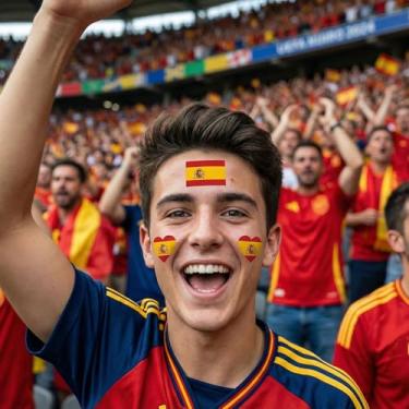 Imagem de Conjunto de 10 adesivos temporários de tatuagem de rosto com bandeira do país, fácil de aplicar e remover, decoração de arte corporal para adultos de festivais esportivos (Espanha)