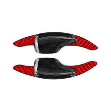Imagem de Capa embelezadora para extensão de alavanca de mudanças de volante de carro, 2 peças, para Chev&rolet C7, para Corvette 14-19, para Camaro 16-23, ABS, fibra de carbono, cor vermelha