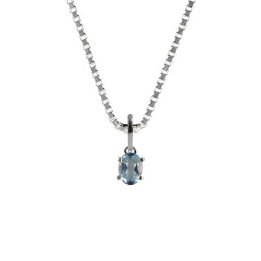 Imagem de Colar 60Cm Prata 925 Topázio Azul Natural E Verdadeiro