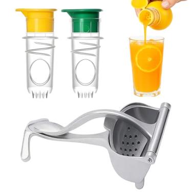 Imagem de Espremedor de limão e limão, espremedor de suco manual, conjunto de 3 peças com 2 espremedores de cítricos de plástico e 1 de aço inoxidável, design compacto para fazer sucos fáceis, ferramenta de