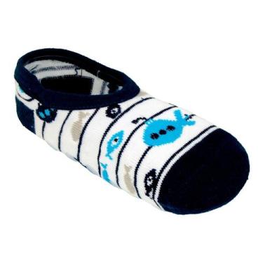 Imagem de Kit 3 Pares Meia Sapatilha Menino Bebê Antiderrapante Pimpolho Tamanho