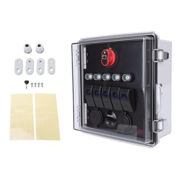 Imagem de Fafeicy Painel de Interruptor Rocker de 5 Gangues, Caixa de Plástico ABS à Prova D'água IP67 Com Indicadores LED de Voltímetro de Carregadores USB Duplos, para Caminhões RVs ATVs