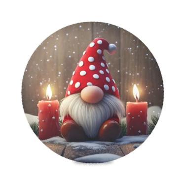 Imagem de STAYTOP Jogo americano redondo de gnomo fofo de Natal 6 peças, tapetes de mesa antiderrapantes fáceis de limpar para decoração de mesa de festa de churrasco em casa