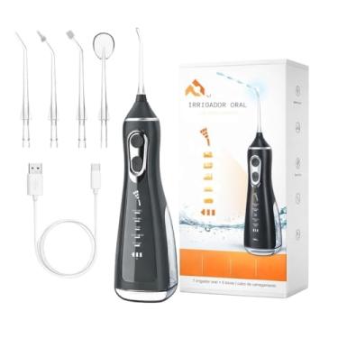 Imagem de Irrigador Oral Portátil 300ml 5 Modos e Várias Ponteiras à Prova D’Água (IPX 7) Para Limpeza Dental Profunda, de Aparelhos e Implantes Recarregável USB-C Premium