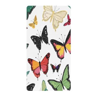 Imagem de Blueangle Lençol de berço padrão para berço infantil - Lençóis de algodão macio e respirável com borboletas coloridas (558)