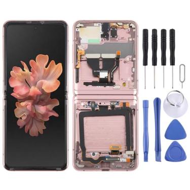 Imagem de Hiregolish Peças de reparo de reposição de tela LCD, para Samsung Galaxy Z Flip 5G SM-F707 digitalizador de tela LCD conjunto completo com moldura, conjunto de substituição de tela com kits de reparo