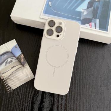 Imagem de SFDSUH Capa para iPhone 16 Pro Max com estampa de lichia, carregamento magnético e proteção contra impactos (Para iPhone 16 Pro Max/BRANCA)