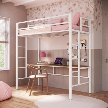 Imagem de Beliche Suspenso de Solteiro em Ferro Jolie Branco - Camas e Beliches