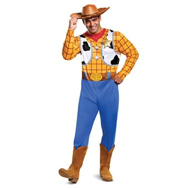 Imagem de Toy Story Fantasia clássica Woody para adultos, Amarelo/preto/branco/marrom, GG