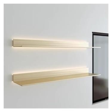 Imagem de Prateleira de armazenamento de parede, prateleiras de emissão de luz LED embutidas em liga de alumínio Estante de parede com divisória de metal em forma de L (cinza, 50 x 20 x 6,8 cm)