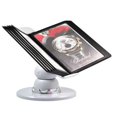 Imagem de Organizador de arquivos de mesa - Suporte de referência montado na parede, 10 bolsos de exibição de dupla face, capacidade para 20 folhas, pasta flip de mesa para documentos A4, armazenamento de