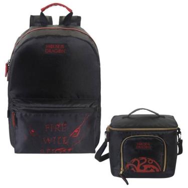Imagem de Kit Mochila Costas Cooler Lancheira Térmica Menino House Of The Dragon Dermiwil