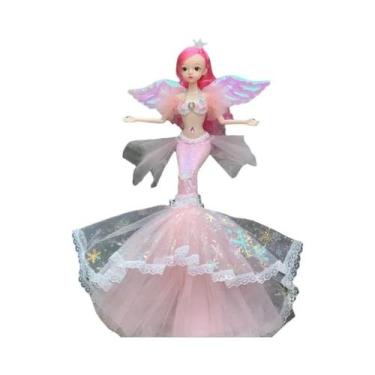 Imagem de Boneca Sereia De 45cm Com Olhos Azuis, Vestido De Princesa, Brinquedo 