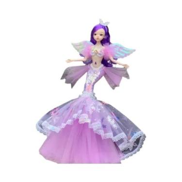 Imagem de Boneca Sereia De 45cm Com Olhos Azuis, Vestido De Princesa, Brinquedo 