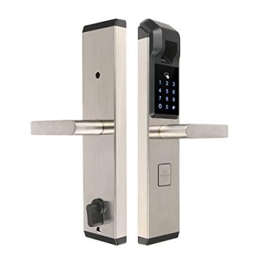 Imagem de Fechadura de porta biométrica fechadura eletrônica de impressão digital fechadura de combinação digital inteligente 4 em 1 entrada sem chave R-FZ3 fechadura inteligente (cor: dourado) (prata)