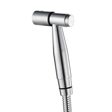 Imagem de Pulverizador portátil de bidê para vaso sanitário, kit de banheiro de aço inoxidável escovado para fraldas de pano portátil com mangueira de chuveiro e suporte para higiene pessoal