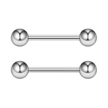 Imagem de Piercings De Língua E Mamilo Em Aço Cirúrgico Com Glitter Acrílico 14G