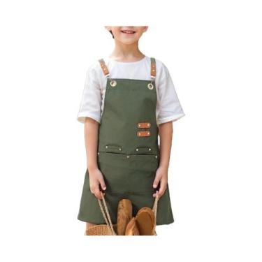 Imagem de Avental Utilitário Infantil Com Bolsos Para Atividades De Pintura E Ar