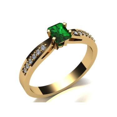 Imagem de Anel Ouro Amarelo Com Diamantes E Esmeralda retangular 3x5