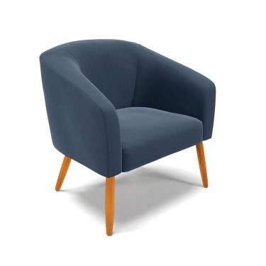 Imagem de Cadeira Sala De Jantar Pé Palito Castanho Stella Suede Cor Azul Marinho