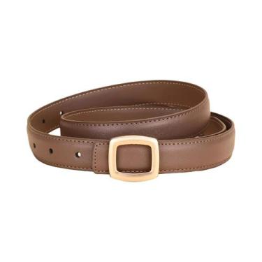 Imagem de Cinto Feminino Preto De Couro Genuíno Com Decoração Simples, Acessório