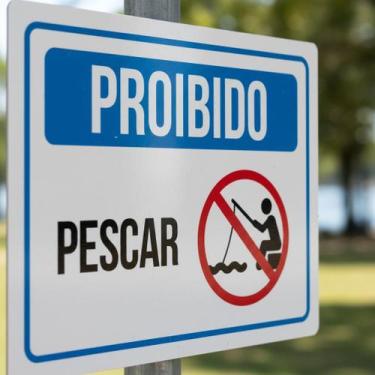 Imagem de Placa Acm De Proibido Pesca Pescar Peixes 18X23 - Sinalizo