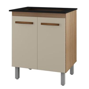 Imagem de Balcão Cooktop 2 Portas 5 Bocas MDP UV Pés Reguláveis Jasmim Savana / 