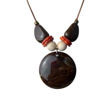 Imagem de Maxi Colar Kit com Brinco Feminino Rustico Com bolas Casual - MLBPEL, 
