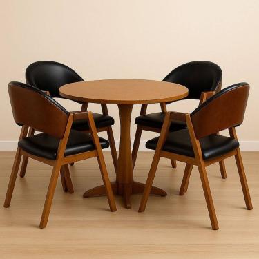 Imagem de Kit 4 Cadeiras Luiza Sala de Jantar com Braco Madeira Macica Movellu Home