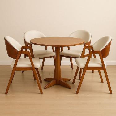 Imagem de Kit 4 Cadeiras Luiza Sala de Jantar com Braco Madeira Macica Movellu Home