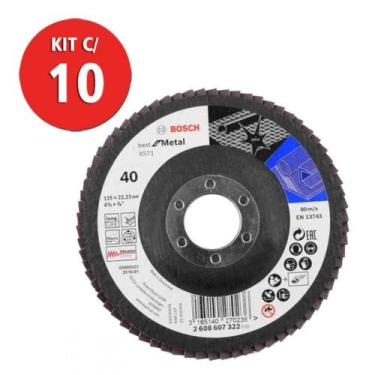 Imagem de Kit c/ 10 disco flap std for metal fa gr40 115mm bosch