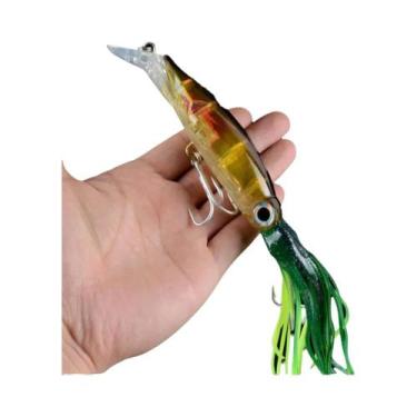 Imagem de Isca De Pesca Simulada De Lula Grande E Realista Com 2 Anzóis Triplos 