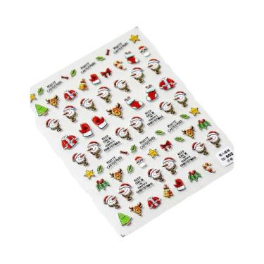 Imagem de Adesivos De Unha De Natal Com Floco De Neve Rosa, Decalques De Unha 5D