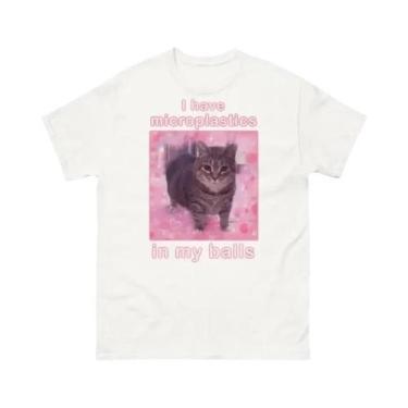 Imagem de Camiseta Feminina Engraçada Com Meme De Gato, Eu Tenho Microplásticos 