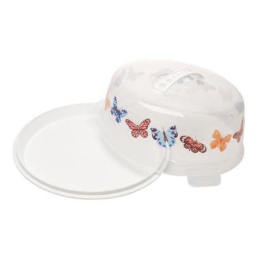 Imagem de Prato para Bolo Lyor Butterfly de Plástico Tampa e Alça
