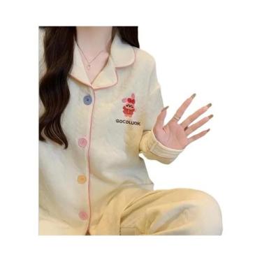 Imagem de Conjunto De Pijamas Femininos Macios Com Bordado, Moda Fofa 2 Peças, R